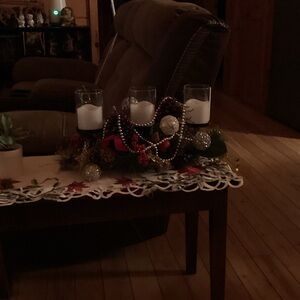 Elegant Candle Holder Centerpiece with Beads and Ornaments